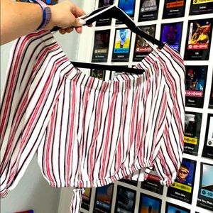 Off-Shoulder Striped Blouse